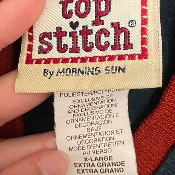 Top Stitch “Joy” Green Red Collared Crewneck VINTAGE “Ugly” Christmas Sweater - Picture 4 of 4